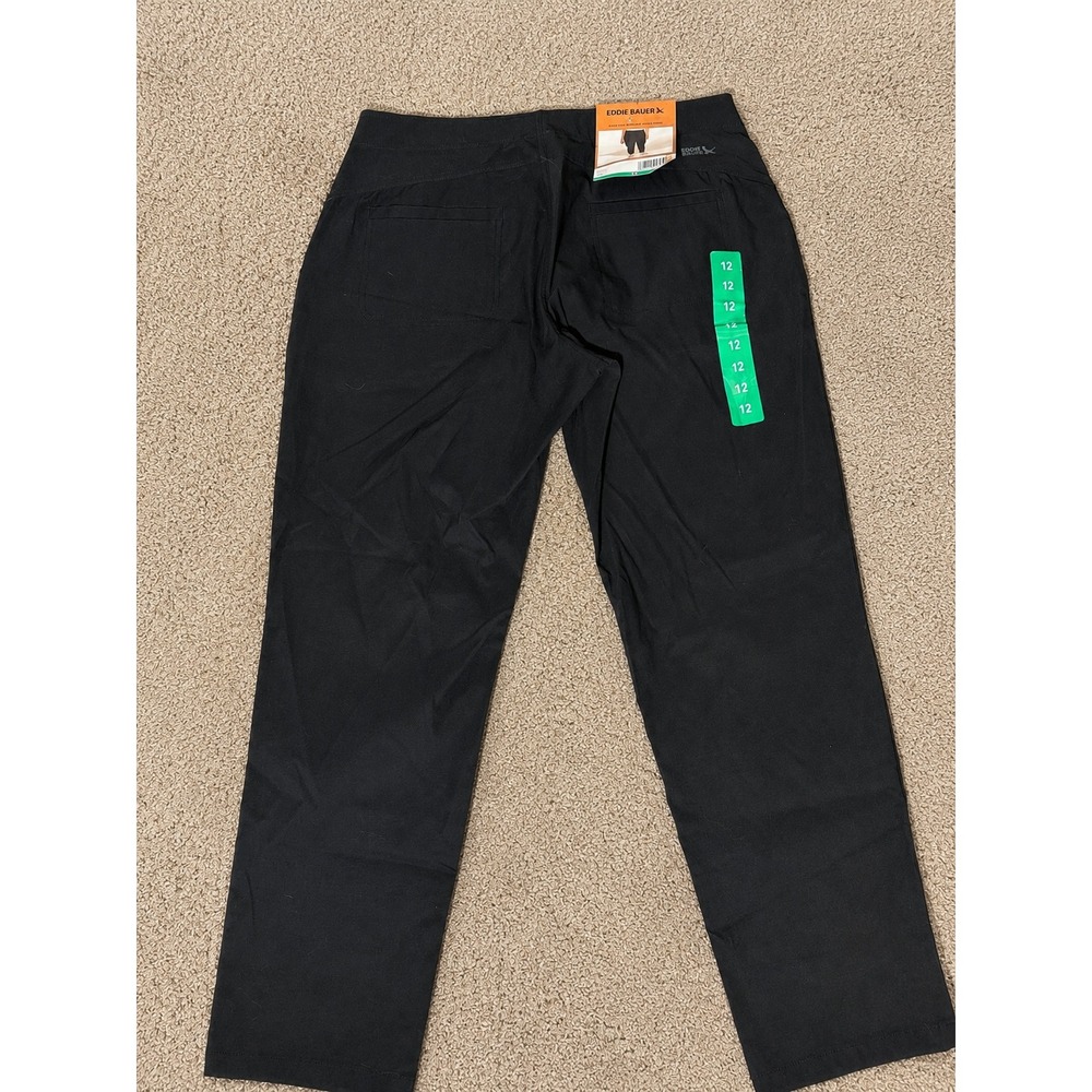 Eddie Bauer Womens Black Straight Leg Lightweight Travel Work Pants Size 12 NWT